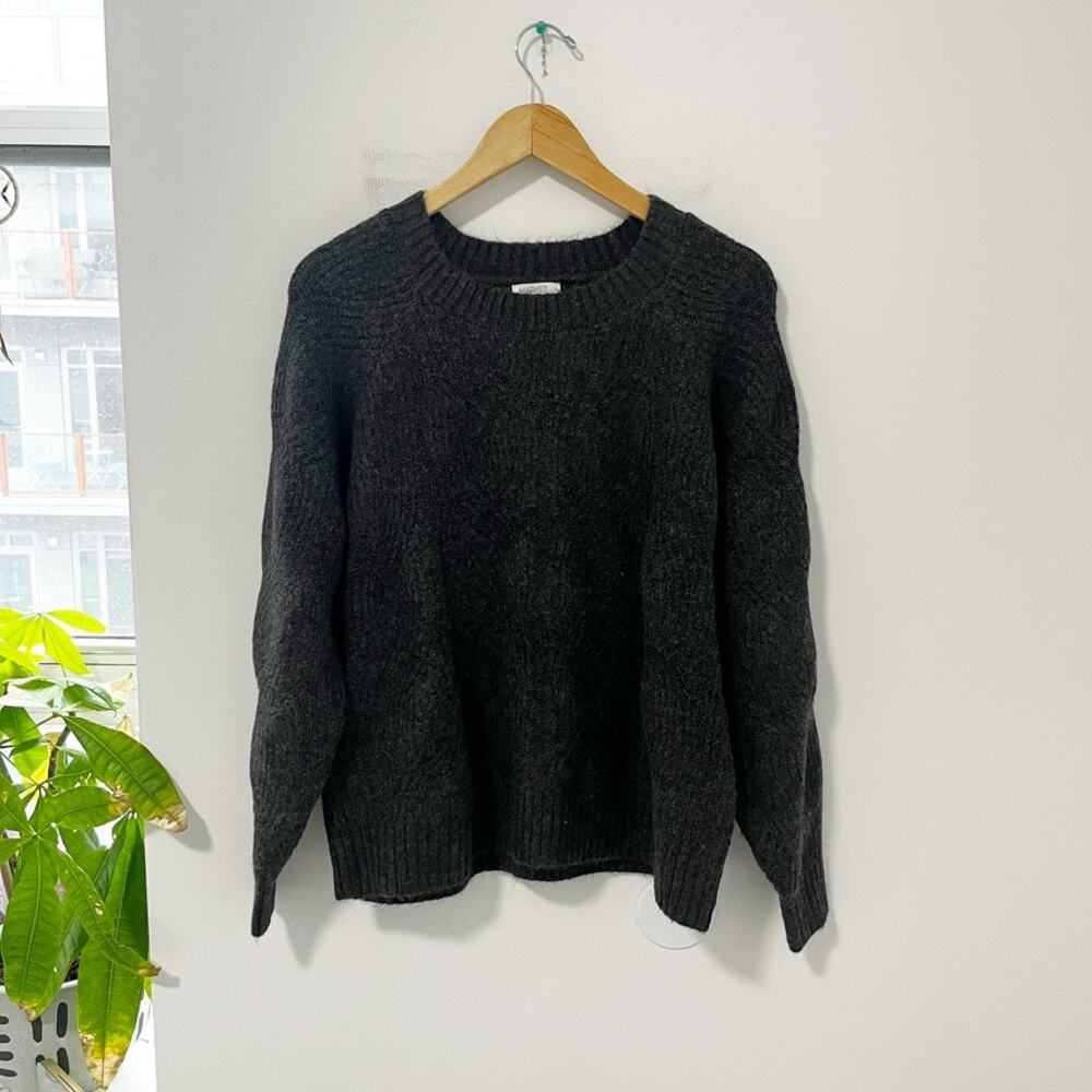 Market & Spruce Dark Gray Ribbed Knit Sweater Size Large